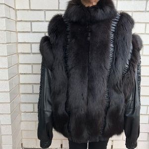JINDO Black Leather/Mink Jacket